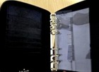 Kate Spade Stripe Leather 6-ring Zip Planner Organizer Agenda Black White