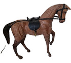Two Beautiful Leather Wrapped Vintage Large Horse Statues Free Shipping