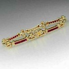 8 23 Ct Princess Simulated Ruby 14k Yellow Gold Plated Fancy Tennis Bracelet