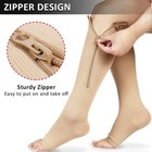 3 Pairs Firm Compression Leg Calf Zipper Socks Open Toe 20-30 Mmhg Support Socks