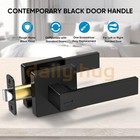 Matte Black Square Door Lever Handle Privacy Passage Interior Lock