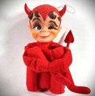 Vintage 1968 Kamar Japan Winking Red Devil Pixie Knee-hugger Shelf-sitter Euc