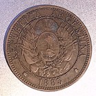 Argentina  2 Centavos 1883 Km-33 Ef Bronze Coin   74 S h Usa