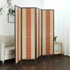 4 Panel Room Divider Screen In Beige And Orange blackout Room Divider Folding   