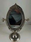 Vtg Ornate Metal Framed Mirror Tilting Tabletop Makeup Vanity Dresser 12 5 x7 5 