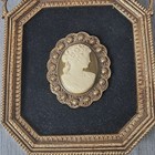Vtg Mini Cameo Wall Art Plaque Gold Plastic Ornate Frame Black Velvet Usa 6 5 
