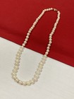 Vintage  h  14k Solid Yellow Gold Closure 5 5mm White Pearl Beaded Necklace 18   