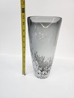 Hand Blown Art Glass Vase Smoke Gray White Speckled 11  Tall Decor Centerpiece