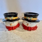 Snowmen Pair Candleholders Ceramic Winter Christmas Decorations