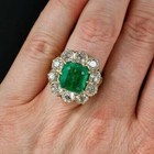 Art Deco 4 20 Ct Green Emerald Antique Vintage Jewelry Ring 14k Yellow Gold Fn