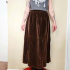 Vintage 1970s Handmade Brown Velvet Maxi Skirt
