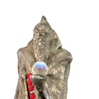 Vintage 1980s Cast Pewter 4  Wizard Figurine With Crystal Orb   Red Rhinestones