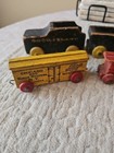 Antique Strombecker Wooden Train And Car Set Of 5