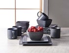 - Dark Gray Square Stoneware 16-piece Dinnerware Set