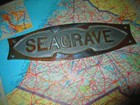 Vtg Seagrave Fire Truck Emblem Sand Cast Brass Bronze 1930 s 1940 s 1950s Pumper