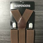 1x Dark Brown Mens Clip-on 1 5  Wide Suspenders Elastic Y-shape Suspender