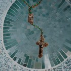 Rosary Vintage Sterling Silver  Creed  Fine Detail 17   Glass Beads Beautiful  