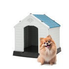 27 dog House Plastic Puppy Shelter Outdoor Weatherproof Pet Kennel Elevated Base