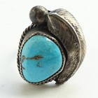 Vintage Old Native American Navajo Turquoise Ring Size 5 75 Signed Lb Handmade