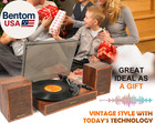 Vinyl Record Player With External Speakers  3 Speed Bluetooth Turntable For Viny