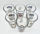 Set Of 6 Vintage Miller Lite Pilsner Glasses Green Bay Packers Wisconsin Logo 
