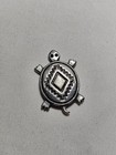 Vintage Silver Tone Native American Design Artist Signed Turtle Fridge Magnet
