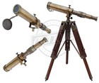Vintage Antique Nautical Gift Decorative Solid Brass Telescope W  Wooden Tripod