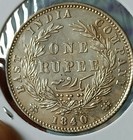  n1a69 british East India Company 1840 Victoria Queen Silver Rupee Indian Head