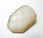 Antique Hatpin White Glass  stubby Beetle  Scarab