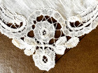 Antique White Handmade Linen   Lace Wedding Handkerchief