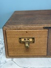 Antique Library Bureau Sole Makers Wood Card Catalog 2 Drawer Oak Brass Handles