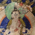 Small Antique Tsakli Painting 18th 19thc Amitabha With Two Figures Tibet Nepal