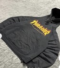 Thrasher Magazine Flames Logo Pullover Skateboard Hoodie Black Large Y2k