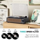 Vintage Black Turntable Record Player With Wireless Input And Built-in Speaker
