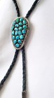 Vintage Navajo Sterling Silver Turquoise Cluster Bolo Tie Ft  19 Morenci Stones 