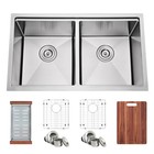 32 Inch Undermount Double Bowl Workstation 16 Gauge Stainless Steel Kitchen Sink