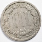 1870 Fine  f  Three Cent Nickel Coin 3c
