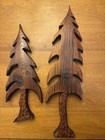 Cryptomeria Style Tree Plaque Set Of 2 Mcm Pine Trees Vintage Hanging Decor