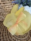 Satin Glass Bunny Rabbit On Nest Basket Yellow Textured Nesting Bunny 6   