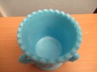 Vintage Westmoreland Blue Milk Glass Toothpick Holder 3 Swans
