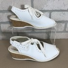 Bleyer Wedge Leather Sole Dance Shoes Women s Us 9-9 5 Eu 40 White Tie Slingback