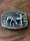 Silver Deer Belt Buckle Western Cowboy Native American Motorcyclist