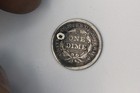 1853 Seated Liberty Half Dime With Arrows  Vg Details  Holed  Bent  Cleaned