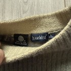 Vintage Jeanswest Wool Knit Sweater L Ribbed Gray Beige Striped Sleeves Crewneck