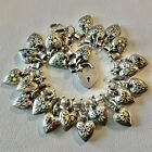 Antiqu Sterling Silver Book Chainbracelet Enamel Puffy Heart Charms W Lampl Lock