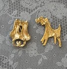 Lot Of  2  Vintage Dog    Cat Brooch Pin   Enamel On Metal