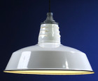 Vintage 16  White Porcelain Industrial Pendant Ceiling Barn Light -- 3 Avail