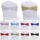 Stretch Chair Cover Bands Bow Decor Slider Sashes Buckle Sequin Wedding Party