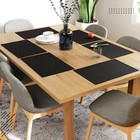 Dining Placemat Set Of 6   Solid Black Color   Fine Ribbed Cotton Table Mat     