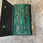 Vintage  Drafting   Drawing 10pc Set With Case Says F-18 Brand Unknown